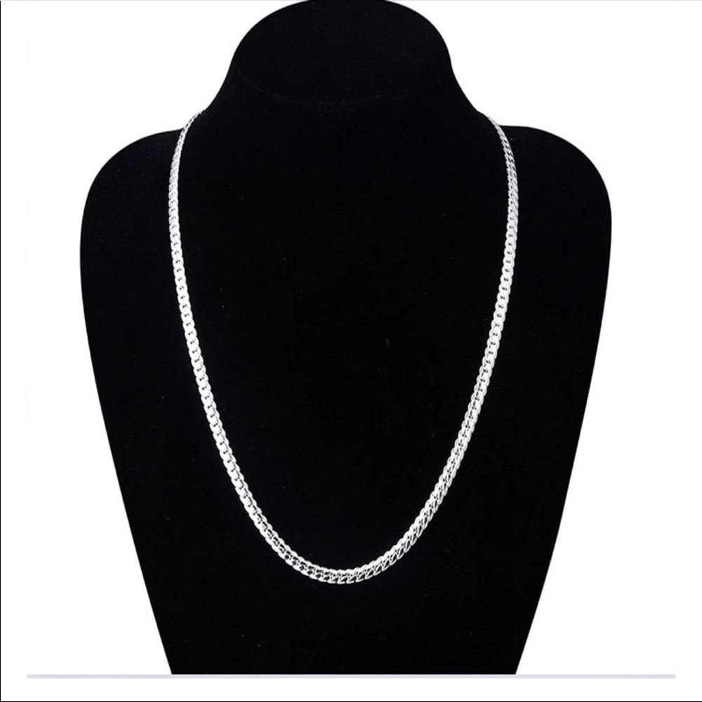 6MM Full Sideways Silver Necklace Silver Plated - Picture 6 of 8